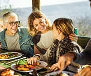 Family having dinner together