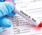 Blood test tube for vitamin-D levels over results