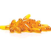 Clear orange CoQ10 supplement capsules