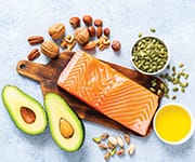 Salmon, avocados, and almonds are all sources of omega-3 fatty acids