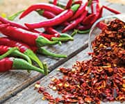 Fresh and dried chili peppers that capsaicin can be derived from