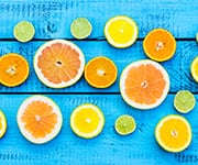 Oranges, limes, and lemon slices that are a source of vitamin c