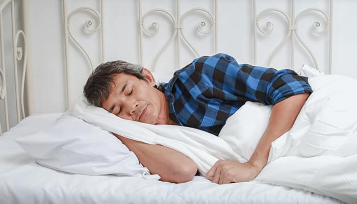 Man in a light sleep stage