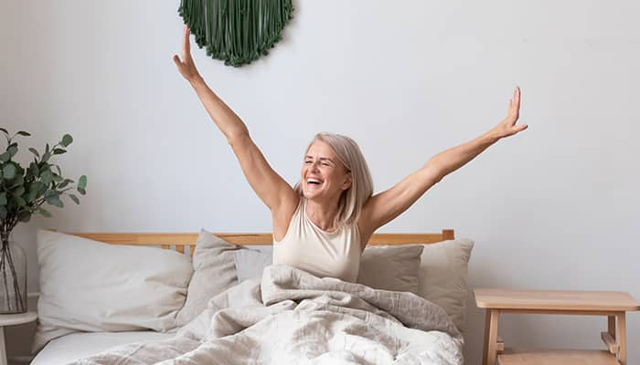 Woman well-rested in the morning